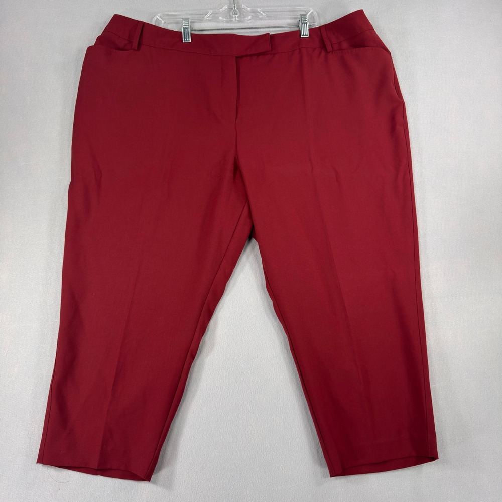 Cato Curvy Shape Enhancing Red Crop Pants Slenderizing Panel 22W New